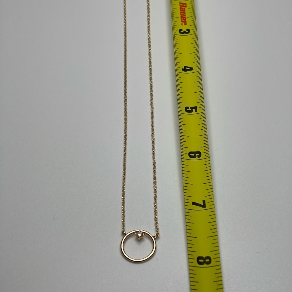 Gold Necklace with CZ Diamond - Picture 3 of 4